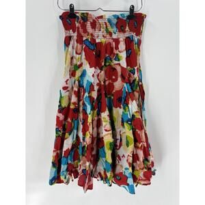 Chadwicks Skirt Womens Large Red Multicolor Abstract Colorful Stretchy Smocked